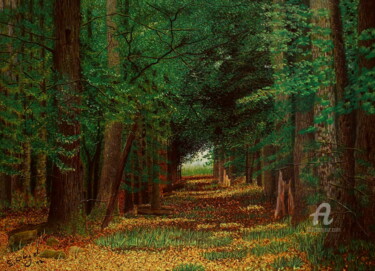 Malerei mit dem Titel "Wald Stimmung" von Sabine Weigel, Original-Kunstwerk, Pastell