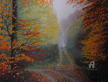 Malerei mit dem Titel "Herbstliche Stimmung" von Sabine Weigel, Original-Kunstwerk, Aquarell