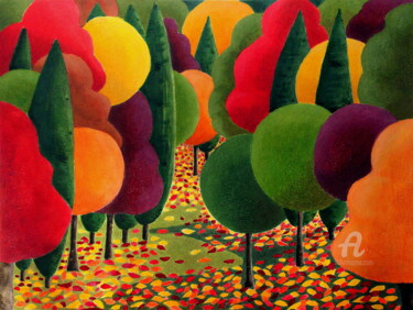 Peinture intitulée "Autumn Wonderland" par Sabine Weigel, Œuvre d'art originale, Aquarelle