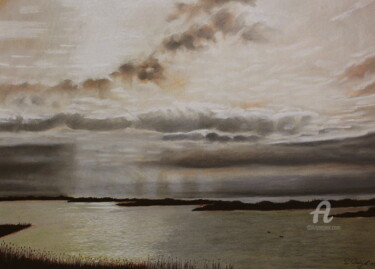 Painting titled "Silvery Light" by Sabine Weigel, Original Artwork, Pastel
