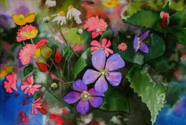 Peinture intitulée "Wildblumen (3)" par Sabine Weigel, Œuvre d'art originale, Aquarelle