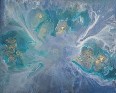 Painting titled "L'Envol" by Sabine.Zao, Original Artwork, Resin Mounted on Wood Stretcher frame