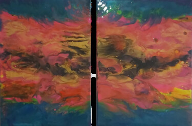 Painting titled "Déferlement" by Sabine.Zao, Original Artwork, Acrylic Mounted on Wood Stretcher frame