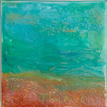 Painting titled "Plage Ensoleillée" by Sabine.Zao, Original Artwork, Pigments