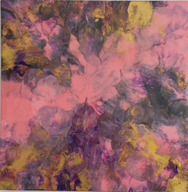 Painting titled "Floraison Rose" by Sabine.Zao, Original Artwork, Acrylic Mounted on Wood Stretcher frame