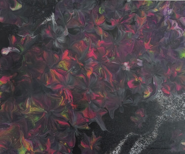 Peinture intitulée "Floraison Noire" par Sabine.Zao, Œuvre d'art originale, Acrylique Monté sur Châssis en bois