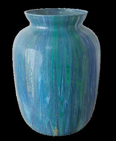 Design intitulée "Vase Bleu 02" par Sabine.Zao, Œuvre d'art originale, Art de la table
