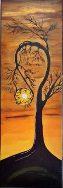 Painting titled "Coucher de soleil a…" by Sabine Branne, Original Artwork, Acrylic