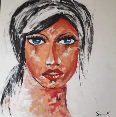 Painting titled "mademoiselle romance" by Sabine M, Original Artwork, Acrylic