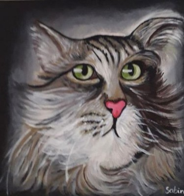 Painting titled "miaouw" by Sabine M, Original Artwork, Acrylic