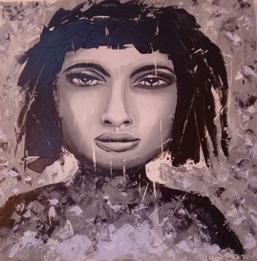 Painting titled "Isabeau femme portr…" by Sabine M, Original Artwork, Acrylic Mounted on Wood Stretcher frame
