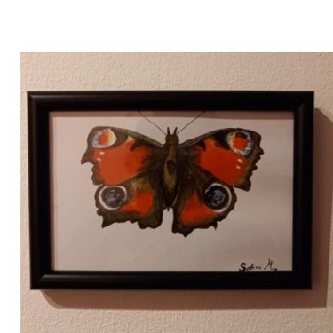 Painting titled "Papillon rouge" by Sabine M, Original Artwork, Acrylic