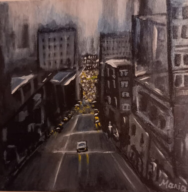Painting titled "main street blues" by Sabine M, Original Artwork, Acrylic