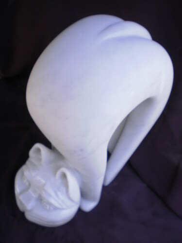 Sculpture titled "Le chat pont" by Sabra Artiste, Original Artwork, Stone