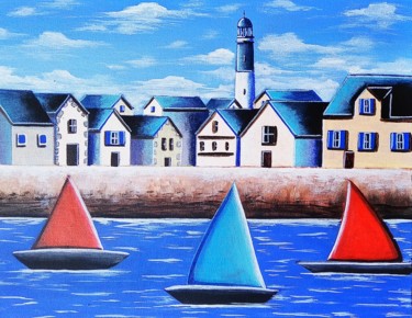Malerei mit dem Titel "Le port de Saint Ja…" von Sabrina Riggio, Original-Kunstwerk, Acryl