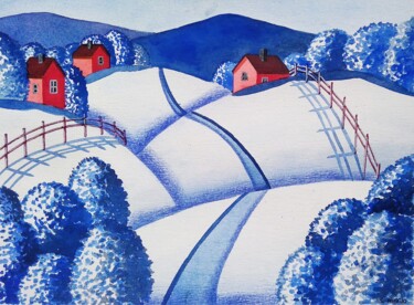 Peinture intitulée "Blanche est la neige" par Sabrina Riggio, Œuvre d'art originale, Aquarelle