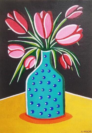 Schilderij getiteld "Les tulipes roses" door Sabrina Riggio, Origineel Kunstwerk, Acryl