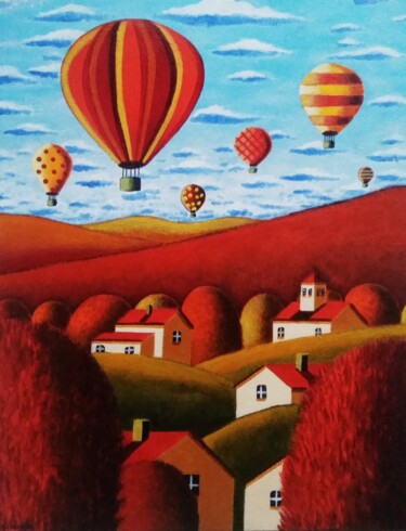 Peinture intitulée "Ballade champêtre #2" par Sabrina Riggio, Œuvre d'art originale, Acrylique Monté sur Carton