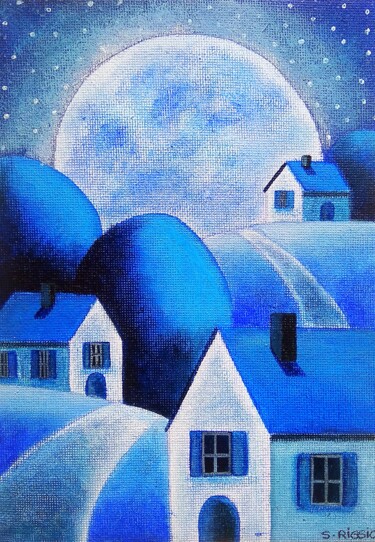 绘画 标题为“Nuit bleue” 由Sabrina Riggio, 原创艺术品, 丙烯