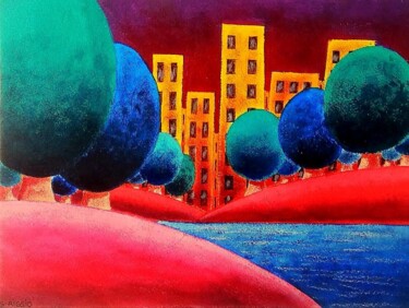 绘画 标题为“Au dela de la ville…” 由Sabrina Riggio, 原创艺术品, 丙烯