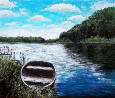 Peinture intitulée "Ballade sur la rive" par Sabrina Riggio, Œuvre d'art originale, Acrylique