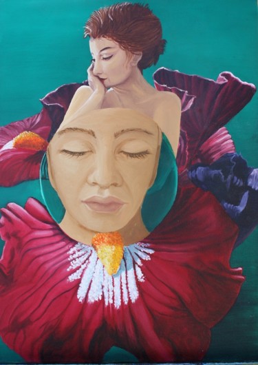 Peinture intitulée "Fleur de sagesse, R…" par Sabrina Sahraoui, Œuvre d'art originale, Huile
