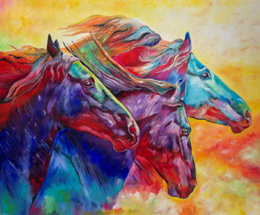Malerei mit dem Titel "power of horses" von Sabrina Seck, Original-Kunstwerk, Acryl