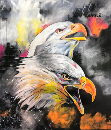 Peinture intitulée "eagle fly" par Sabrina Seck, Œuvre d'art originale, Acrylique