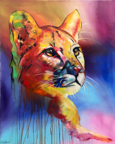 Painting titled "cougar" by Sabrina Seck, Original Artwork, Acrylic