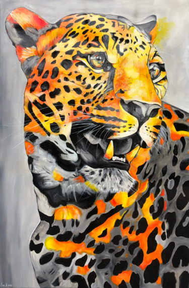 Malarstwo zatytułowany „Jaguar” autorstwa Sabrina Seck, Oryginalna praca, Akryl