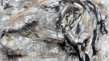 Malerei mit dem Titel "run bull run" von Sabrina Seck, Original-Kunstwerk, Acryl