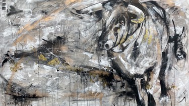 Schilderij getiteld "run bull run" door Sabrina Seck, Origineel Kunstwerk, Acryl