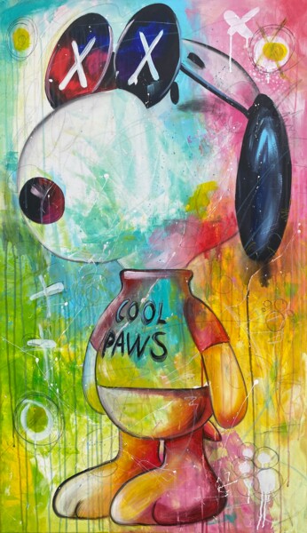 Painting titled "cool paws" by Sabrina Seck, Original Artwork, Acrylic