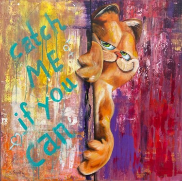 Painting titled "catch me if you can" by Sabrina Seck, Original Artwork, Acrylic