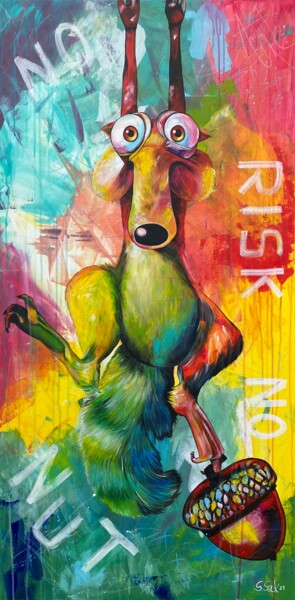 Painting titled "no risk no nut" by Sabrina Seck, Original Artwork, Acrylic