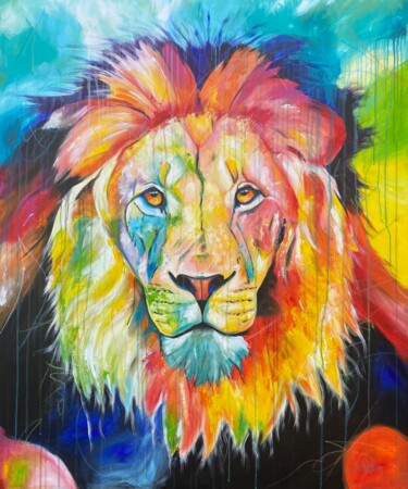 Schilderij getiteld "lionheart" door Sabrina Seck, Origineel Kunstwerk, Acryl