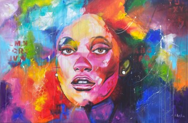 Painting titled "colored beauty" by Sabrina Seck, Original Artwork, Acrylic