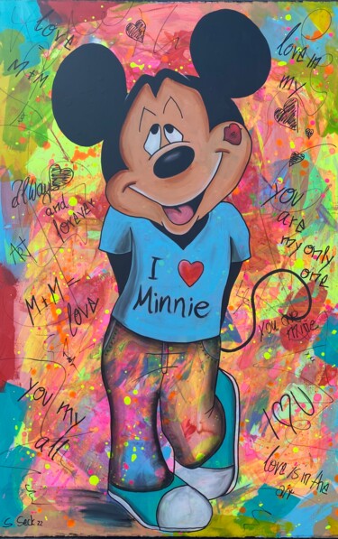 Painting titled "Mickey loves Minni" by Sabrina Seck, Original Artwork, Acrylic