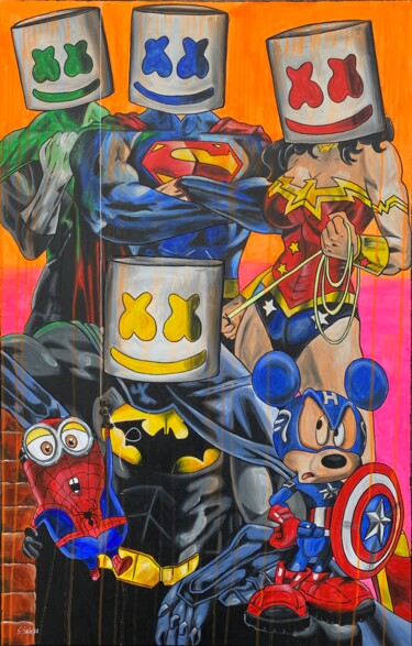 Painting titled "heroes" by Sabrina Seck, Original Artwork, Acrylic