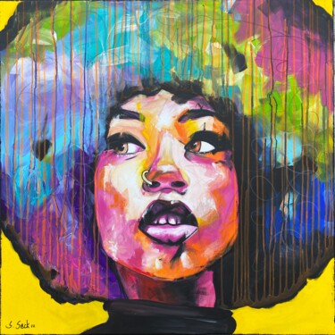 Malerei mit dem Titel "black woman" von Sabrina Seck, Original-Kunstwerk, Acryl