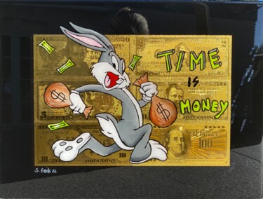 Malerei mit dem Titel "time is money" von Sabrina Seck, Original-Kunstwerk, Acryl