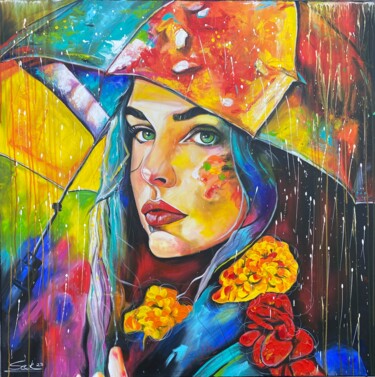 Painting titled "raining day" by Sabrina Seck, Original Artwork, Acrylic
