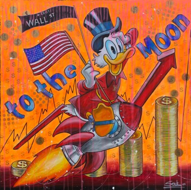 Painting titled "to the moon" by Sabrina Seck, Original Artwork, Acrylic