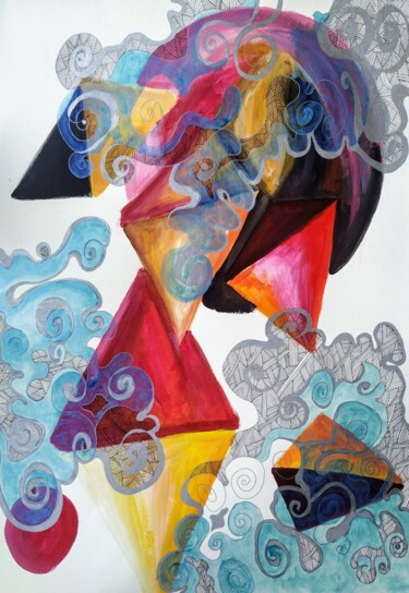 「Shapes and colors:…」というタイトルの絵画 Sabrina Timsitによって, オリジナルのアートワーク, アクリル