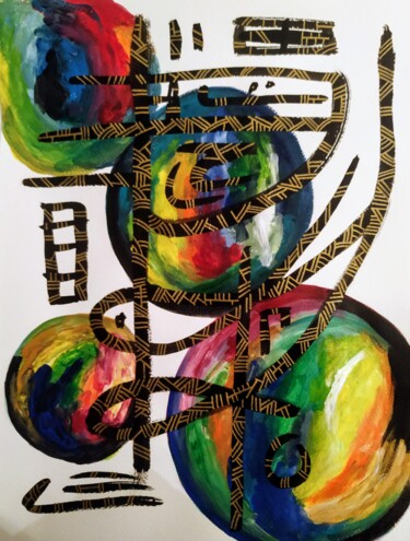 Malerei mit dem Titel ""Free Arabesque n°5"" von Sabrina Timsit, Original-Kunstwerk, Acryl