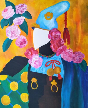 Painting titled "Tsubaki" by Sabrina Timsit, Original Artwork, Acrylic
