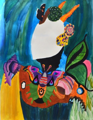 Schilderij getiteld "Butterfly Warrior" door Sabrina Timsit, Origineel Kunstwerk, Acryl