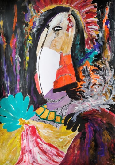 Malerei mit dem Titel "Dienekès" von Sabrina Timsit, Original-Kunstwerk, Acryl
