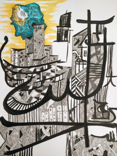 Drawing titled "Babylonia 3.0" by Sabrina Timsit, Original Artwork, Ink