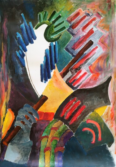 Pittura intitolato "Mecha-Soldier" da Sabrina Timsit, Opera d'arte originale, Acrilico